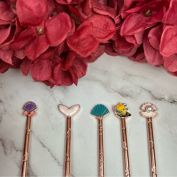 5 Piece Little Mermaid Rose Gold Makeup Brush Set - Picture 10 of 17